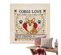 Embroidery Set for Adults, Dog Pattern, 25 x 25 cm, Complete Embroidery Set, Handmade Craft Set for Mindfulness Exercises, Teenagers, Adults, Art Teachers, School Projects, Home Decorator, Holiday