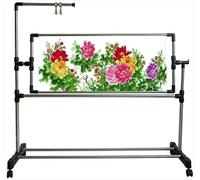 Embroidery Stand with Adjustable Height, 360° Rotating Pulley, Lap Table for Cross Stitch and Needlework - Durable Craft Floor Frame