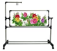 Embroidery Stand with Wheels, Height Adjustable Freestanding Floor Holder for Sewing, Needlepoint & Cross Stitch