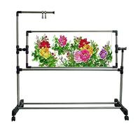 Embroidery Stand with Wheels - Height Adjustable Needlework Floor Frame for Cross Stitch Craft, Standing Table for Art Craft Sewing Holder
