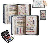 Embroidery Stitch Book Kit, 86 PCS Portable Sewing & Hand Embroidery Kit, DIY Needlepoint Starter Set with Complete Toolkit & Instructional Tutorial for for Adults and DIY Craft Lovers (1)