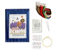 Embroidery Stitch Book Kit, All Scenario with Complete Toolkit and Instructional Tutorial, 90 Patterns Quilting Knitting for Beginners Craft Lovers (Blue-1Set)
