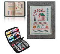 Embroidery Stitch Book Kit, Complete Multi-Colour Sewing Book with All-in-One 86-Piece Tools, Durable Portable Embroidery Sampler Book for Beginners Craft Enthusiasts, Home DIY Sewing