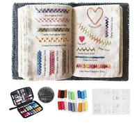 Embroidery Stitch Book Kit, DIY High-Density Linen Set with Step-by-Step Tutorials for Beginners, Portable DIY Kit with Floral Pattern Needle Thread for Embroidery Books Enthusiasts (86 Stitches)