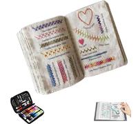 Embroidery Stitch Book Kit, Embroidery Beginner Kit Book Friendly with Instructions Learning Book, DIY Sewing Book with Needle Thread Tool (B-108 Pieces)