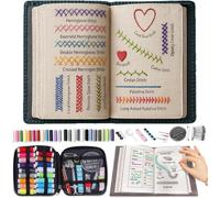 Embroidery Stitch Book Kit For Beginners, 2026 Diy High-Density Linen Sewing Kit Step-By-Step Tutorials Portable All Scenario Embroidery Stitch Book For Beginners And Craft Lovers (108 Stitches)
