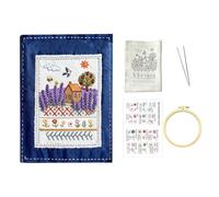 Embroidery Stitch Book Kit, Hand Embroidery Practice Sampler Book with Sewing Tools, DIY with Embroidery Guide, for Beginners Enthusiasts Gift (Blue)