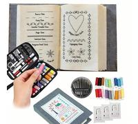 Embroidery Stitch Book Kit, Portable Scenario Embroidery Stitch Book & Sewing Kit, Complete Toolkit Instructional Tutorial, for DIY and Sewing Enthusiasts (white1)