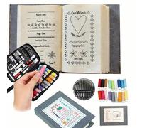 Embroidery Stitch Book Kit, Portable Scenario Embroidery Stitch Book & Sewing Kit, Complete Toolkit Instructional Tutorial, for DIY and Sewing Enthusiasts (white3)