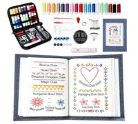 Embroidery Stitch Book Kit Thread Spools, Needles, Scissors, Zipper Case DIY Embroiderer Kit with Embroiderer Guide, Calm Stitch Embroidered Book Perfect for Craft Lovers
