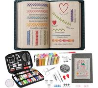 Embroidery Stitch Books, 2026 Upgrade Embroidery Kits, DIY Embroidery Kit with Guide, Portable Embroiderys Sampler Book with Needle Thread Tool for Craft Enthusiasts