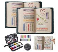 Embroidery Stitch Books, Sewing Books for Beginners, The Ultimate Embroidery Learning Book with Needle Thread Tool, Travel Mini Sewing Kit, Embroidery Samplers Book (1 PCS)