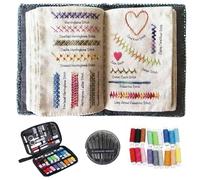 Embroidery Stitches Book & Starter Kit for Beginners Adults, Complete Hand Embroidery Kit with Tools, Thread, Patterns, Portable Travel Craft Set for Needlepoint,Cross Stitch Learning, DIY Sewing Gift