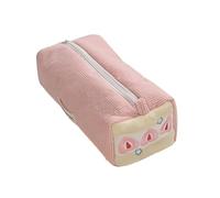 Embroidery Strawberry Pencil Bag Large Compartment Corduroy Case Travel Makeup Tool Organiser for Student Women Lovely Embroidered Bag Zippered Writing Materials Planner