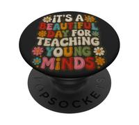 Embroidery style, it's A Beautiful Day For Learning Teacher PopSockets Adhesive PopGrip