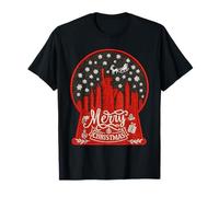 Embroidery Style, Merry christmas new york skyline in globe T-Shirt