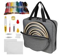 Embroidery Supply Bag, Portable Craft Carry Case with Embroidery Kit and Starter Kit, 34 × 30.5 × 9 cm Embroidery Thread Storage Bags, Cross Stitch Bag Kit for Starter and Experienced Craftsmen