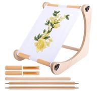 Embroidery Table Frame - Wooden Frame Stand, Cross Stitch Roll, Hands-Free Adjustable | Lap Desktop Sewing Frame, Embroidery Stand, Craft Tool with Three Rod Sizes for Craft Projects