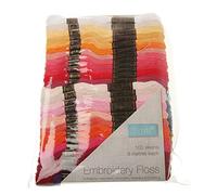 Trimits Premium Embroidery Thread Floss, Cotton, Brights 100, 100 X 8 metre skeins