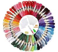 Embroidery Thread, elloLife Random Colors Cotton Embroidery Floss Friendship Bracelets Making Kits with 12 Pieces Bobbins Organizer for Beginners Adults for Knitting Cross Stitch Project (50 Skeins)