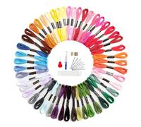 Embroidery Thread Friendship Bracelet String Premium Rainbow Color Floss Bobbins Needl Epoint Thread Variegated Floas for Cross Stitch, Hand Embroidery, String Art (124 Colors + Accessories)