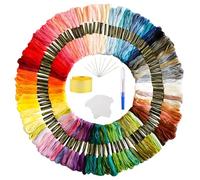 Embroidery Thread Kit - 100 Skeins Colourful Cotton Yarn with 18 Accessories for Cross Stitch, Crochet, Bracelet Making & DIY Crafts