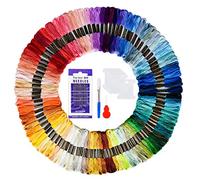 Embroidery Threads 100 Skeins Pack，AUERVO Embroidery Floss,Cross Stitch Threads，Friendship Bracelets Thread，Crafts Floss Rainbow Color with Free Embroidery Needles,Floss Bobbins…