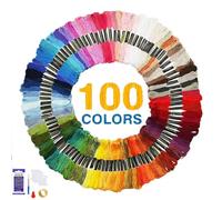 Embroidery Threads, 122 Pcs Cross Stitch Threads with 100 Rainbow Colored Embroidery Threads, Friendship Bracelets, Crafts Sewing Thread with Embroidery Needles, Floss Bobbins, Threader