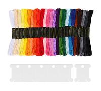 Embroidery Threads 25 Skeins Per Pack, AUERVO Embroidery Floss, Cross Stitch Threads, Friendship Bracelet Thread，Crafts Floss Rainbow Color with 6 Embroidery Bobbins…