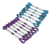 Embroidery Threads 3 Set 12 Pieces/Set Metallic Embroidery Floss 8meters/Floss No.25 Strands for Cross Stitch Shining Thread(Set 9)