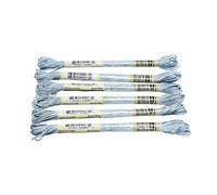 Embroidery Threads 6 Piece Set Light Effect High Sheen Metallic Embroidery Floss Cross Stitch Thread 8 Meters Long Strands(Azure Blue 6PCS)