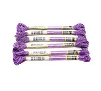 Embroidery Threads 6 Piece Set Light Effect High Sheen Metallic Embroidery Floss Cross Stitch Thread 8 Meters Long Strands(Purple 6PCS)
