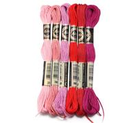Embroidery Threads 6Pcs/Lot 8m Polyester Cross Stitch Thread Colorful Embroidery String Strap for DIY Sewing Crafts Clothing Accessories(Red 01)