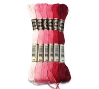 Embroidery Threads 6Pcs/Lot 8m Polyester Cross Stitch Thread Colorful Embroidery String Strap for DIY Sewing Crafts Clothing Accessories(Pink 02)