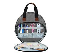Embroidery Tool Storage Bag, Embroidery Thread Storage Bag with Compartments and Pockets for Accessories, Cross Sti-tch Bag Carry Case Embroidery Project Bags for Embroidery Hoops Charts Sewing Crafts