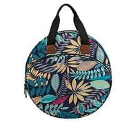 Embroidery Tool Storage Bag, Embroidery Thread Storage Bag with Pockets and Compartments for Accessories, Knitting Bags and Knitting Organizers for Embroidery Hoops Charts Sewing Crafts (Blue Leaves)