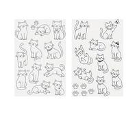 Embroidery Tracing Templates 2 Sheets A4 Embroidery Transfer Paper - Pre-Printed Cute Cat Designs in Black Outline, Water-Soluble