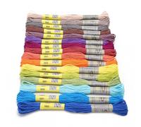 EmbroideryThreads Kit, Egyptian Cotton Mercerized Embroidery Thread 16 Colors 8 Meters Pcs