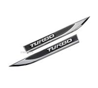 EmbRoom 2pcs TURBO Car Emblems, Universal 3D Metal Chrome/Black Car Side Fender Rear Trunk Emblem Badge Sticker Decals Replacement
