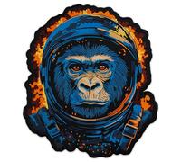 EMBROVERSE Astronaut Gorilla Embroidered Back Patch - Iron-On Space Ape Art for Denim Jackets, Rave Hoodies & Cosplay, 6.9 × 8.1 inches