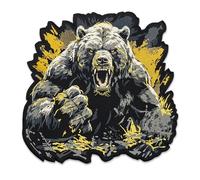 EMBROVERSE Brutal Grizzly Bear Large Back Patch - Embroidered Wild Angry Beast, Fierce Animal, Biker Freedom Spirit Powerful Emblem, Jacket Accessory, 12.8 x 12.5 inches