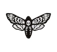 EMBROVERSE Death Head Hawk Moth Patch - Embroidered Skull Goth Witchcraft - Iron On Patches - Size: 3.9 x 2.2 inches