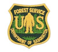EMBROVERSE Department of Sasquatch Patch - Forest Service Bigfoot Embroidered Iron On - US Park Ranger Style Cryptid Patch for Hats Jackets Bags - Size: 2.2 x 2.4 inches
