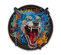 EMBROVERSE Fierce Blue Wolf Embroidered Patch - Large Iron-On Animal Applique - Vivid Motorcycle Jacket Back Patch, 9.8 x 10 inches