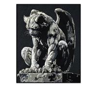 EMBROVERSE Gothic Gargoyle Stone Beast Back Patch - Premium Cathedral Guardian Protector Embroidered Iron-On Statement Piece for Jackets - 14.9 x 18 inches