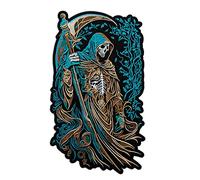 EMBROVERSE Grim Reaper Large Back Patch, Embroidered Iron-On Skull Death
