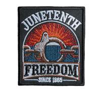 EMBROVERSE Juneteenth 1865 Patch, Iron-On Embroidered Broken Shackle | Everyday size for jacket chests, sleeves and backpacks; black history and freedom day gift with a rising sun