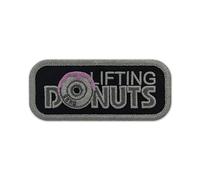 EMBROVERSE Lifting Donuts Embroidered Patch - Funny Weightlifting Gym Workout Accessory, Fitness Exercise Motivation, Iron On, 4.1 x 1.8 inches