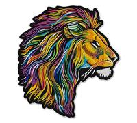 EMBROVERSE Lion Head Large Back Patch, Embroidered Iron-On Wild Jungle