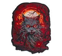 EMBROVERSE Mysterious Cat Large Embroidered Patch - Blood Moon Feline Back Jacket Accessory, Demonic Midnight Wild Cat, Mystique Iron-On Applique, 11.4 x 14.8 inches